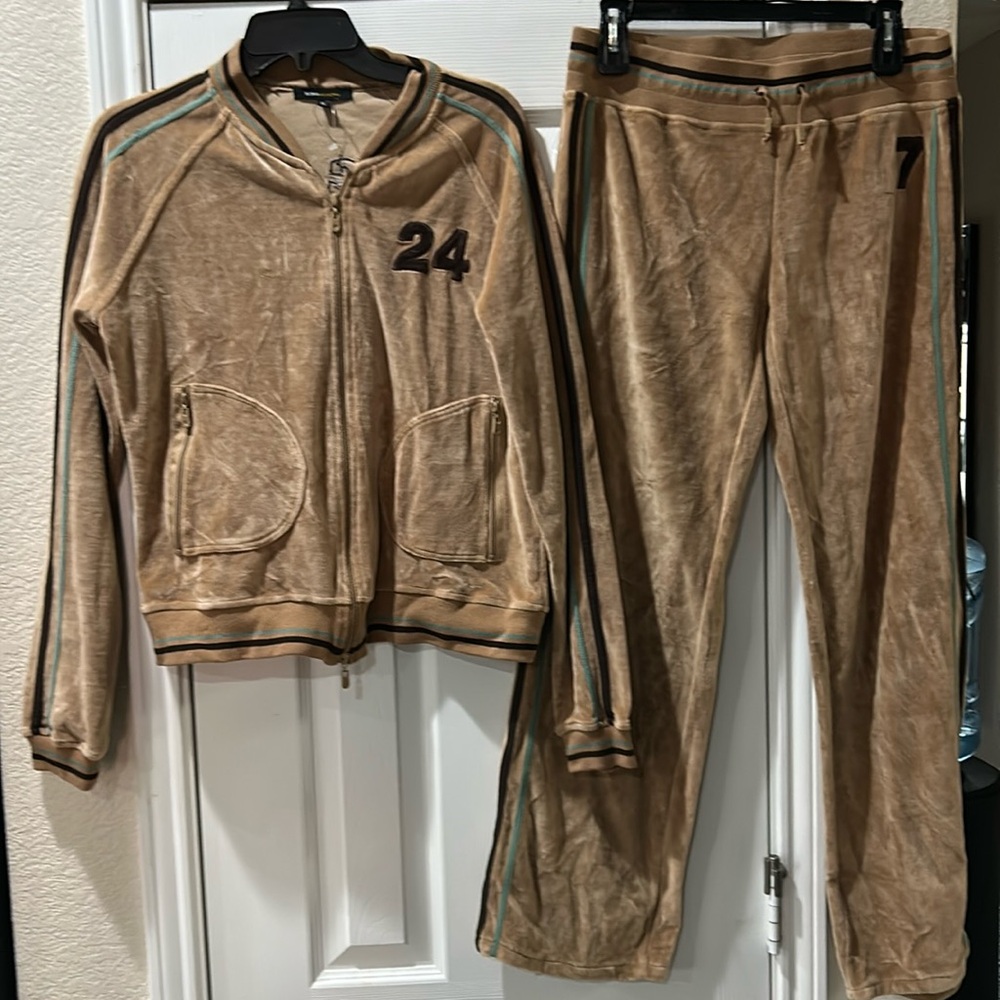 Bcbgmaxazria velour Y2K tracksuit top xl pant M